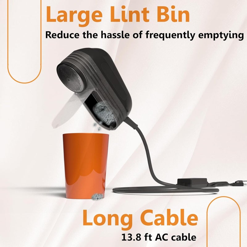 Pionix Extra Power Fabric Shaver - 35W Electric Lint Remover for Clothes/Upholstery/Furniture/Couch - Speed of 12000 RPM - Heavy Duty Sweater Shavers to Remove Pilling - Large Fuzz Remover - Image 4